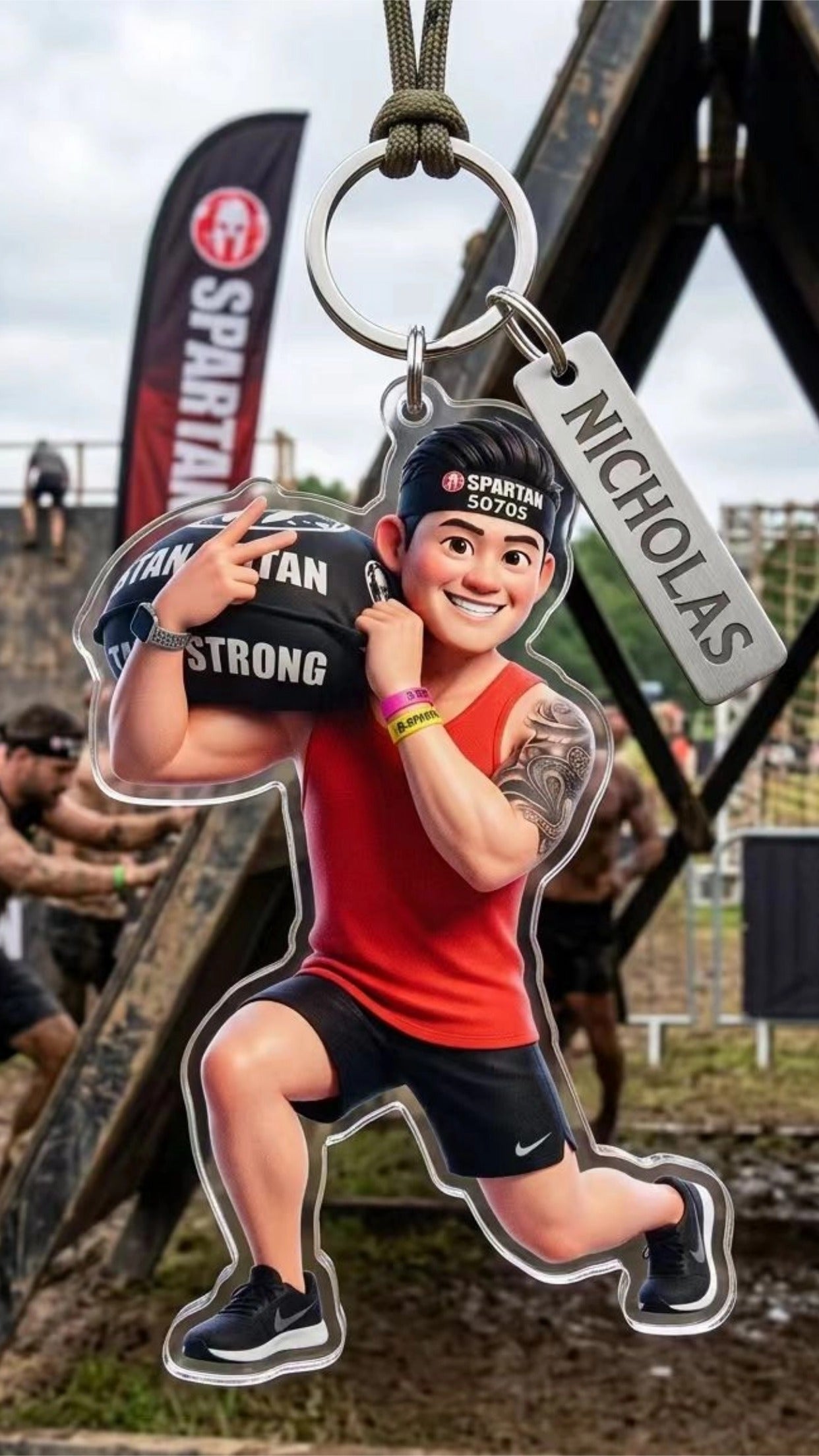 Custom Finish Line Keychain - Your Glory, Snap-Captured!